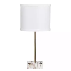 Online Kirklands Home Gold and Marble USB Charging Table Lamp White