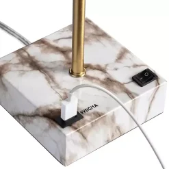Online Kirklands Home Gold and Marble USB Charging Table Lamp White