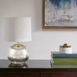 Outlet Kirklands Home Gold and Silver Mercury Glass Table Lamp White