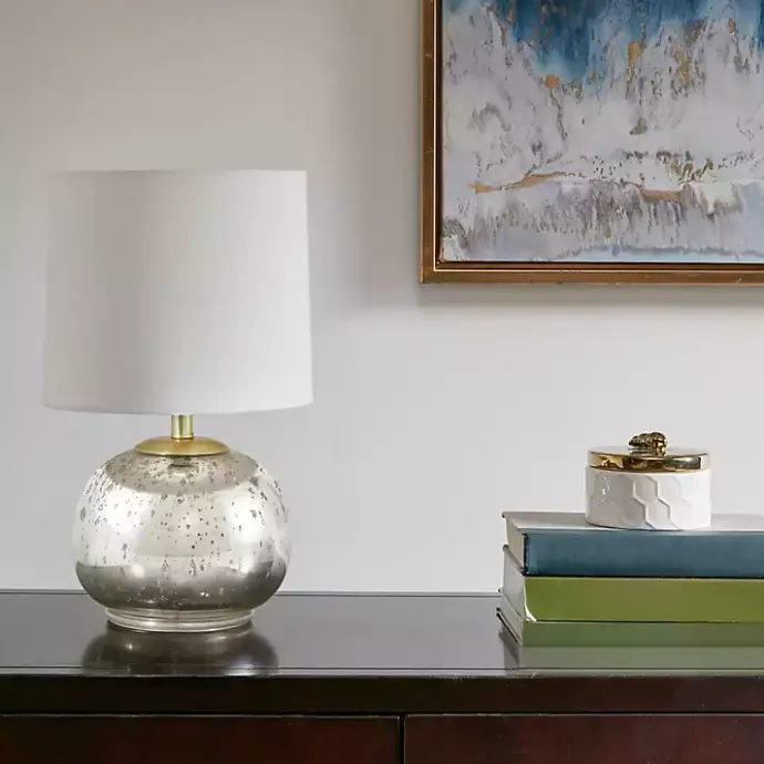 Outlet Kirklands Home Gold and Silver Mercury Glass Table Lamp White