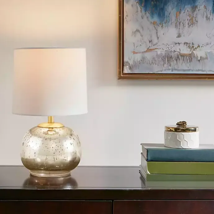 Outlet Kirklands Home Gold and Silver Mercury Glass Table Lamp White