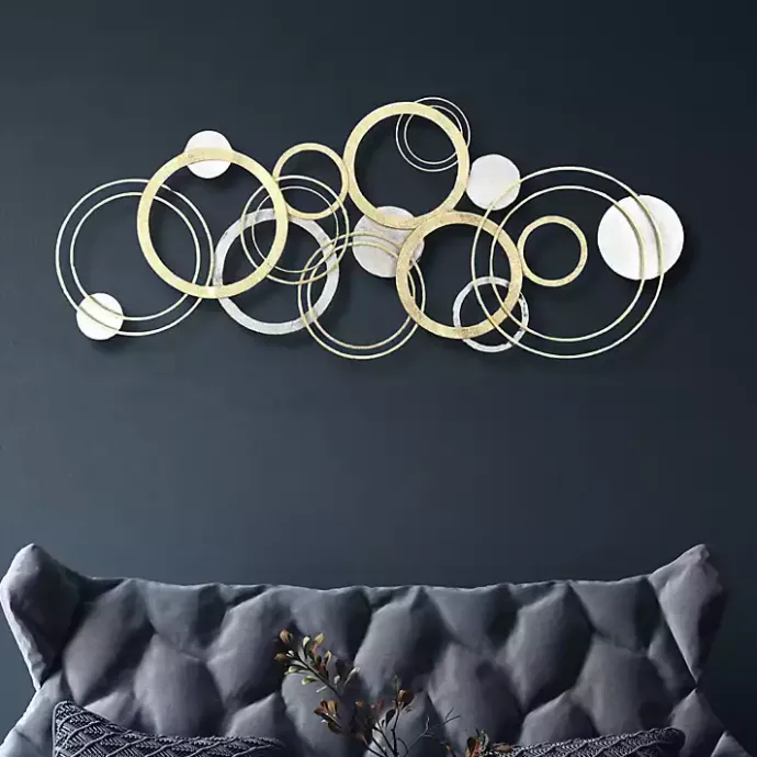 Hot Kirklands Home Gold and Silver Metal Multi Ring Wall Plaque
