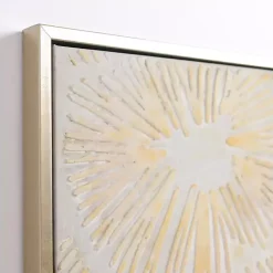 Hot Kirklands Home Gold and White Abstract Framed Canvas Art Print