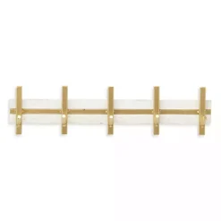 Hot Kirklands Home Gold and White 5-Hook Coat Rack