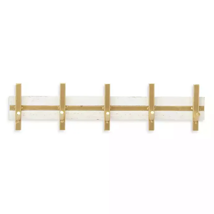 Hot Kirklands Home Gold and White 5-Hook Coat Rack