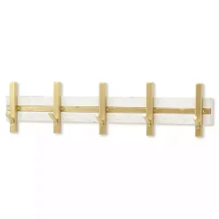 Hot Kirklands Home Gold and White 5-Hook Coat Rack