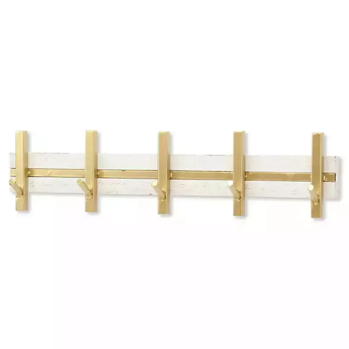 Hot Kirklands Home Gold and White 5-Hook Coat Rack