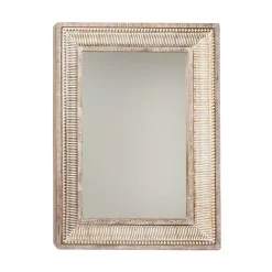 Kirklands Home Gold and White Washed Carved Frame Mirror