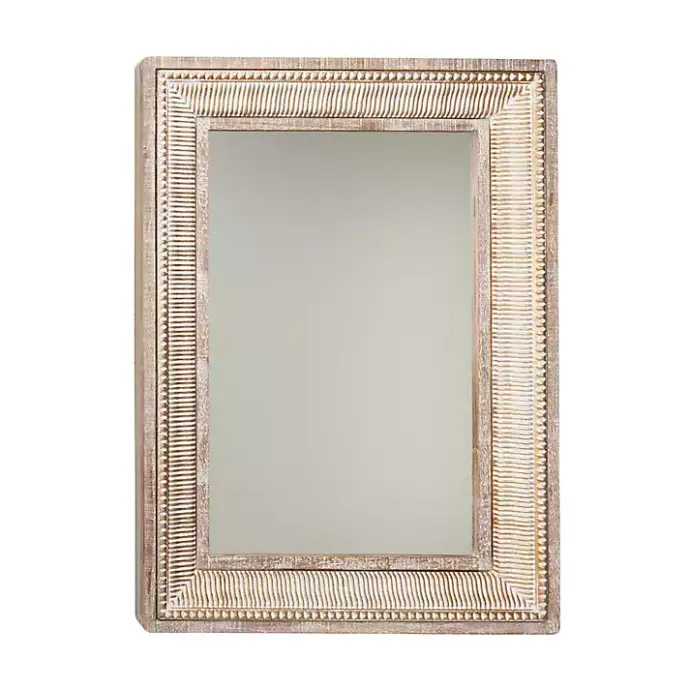 Kirklands Home Gold and White Washed Carved Frame Mirror