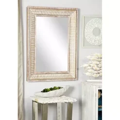 Kirklands Home Gold and White Washed Carved Frame Mirror