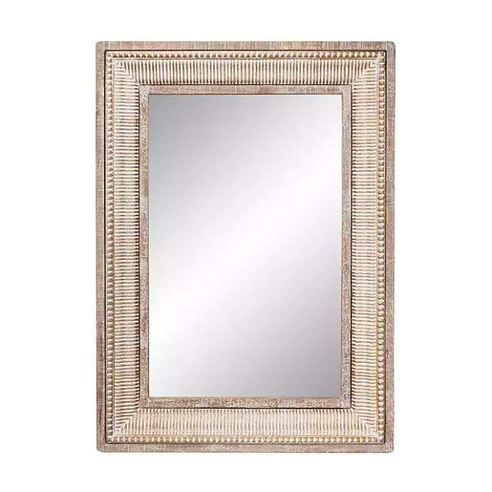 Kirklands Home Gold and White Washed Carved Frame Mirror