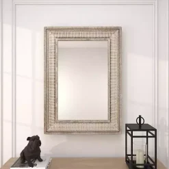 Kirklands Home Gold and White Washed Carved Frame Mirror