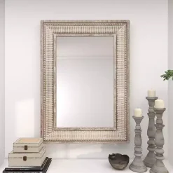 Kirklands Home Gold and White Washed Carved Frame Mirror