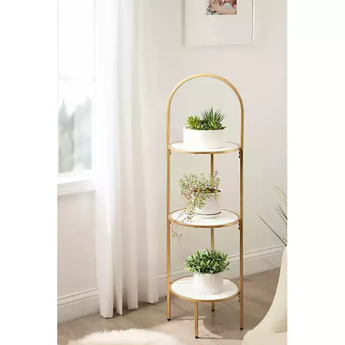 Best Kirklands Home Gold Arched 3-Tier Plant Stand