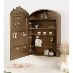 Kirklands Home Gold Arendahl Arched Mirror Jewelry Cabinet