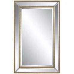 Kirklands Home Beaded Double Frame Beveled Wall Mirror Gold