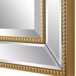 Kirklands Home Beaded Double Frame Beveled Wall Mirror Gold
