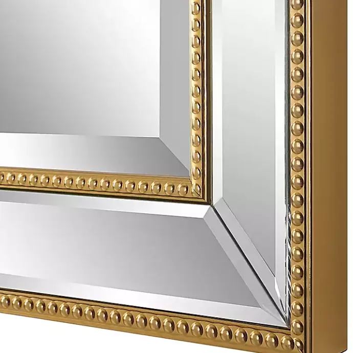 Kirklands Home Beaded Double Frame Beveled Wall Mirror Gold