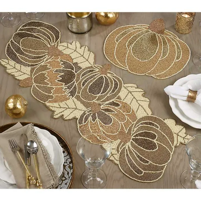 Sale Kirklands Home Gold Beaded Pumpkin Harvest Table Runner