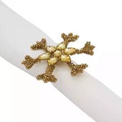 Outlet Kirklands Home Beaded Snowflake Napkin Rings, Set of 4 Gold