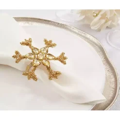 Outlet Kirklands Home Beaded Snowflake Napkin Rings, Set of 4 Gold