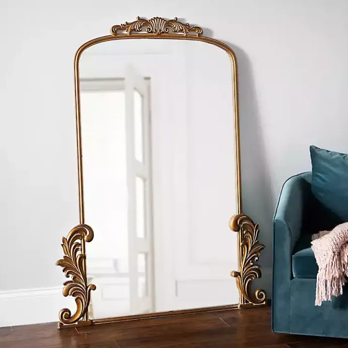 New Kirklands Home Gold Bordeaux Ornate Leaner Mirror, 46x63 in.