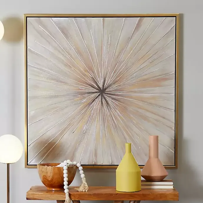 Clearance Kirklands Home Gold Contemporary Burst Framed Canvas Art Print