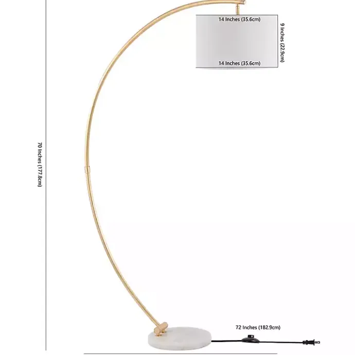 Discount Kirklands Home Gold Curved Floor Lamp with Marble Base White