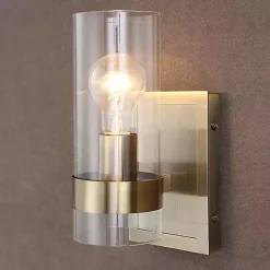 Online Kirklands Home Gold Cylinder Glass Shade Wall Sconce
