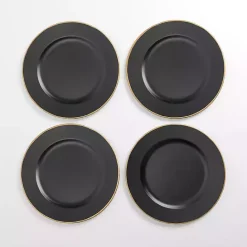Hot Kirklands Home Gold Edge Chargers, Set of 4 Black