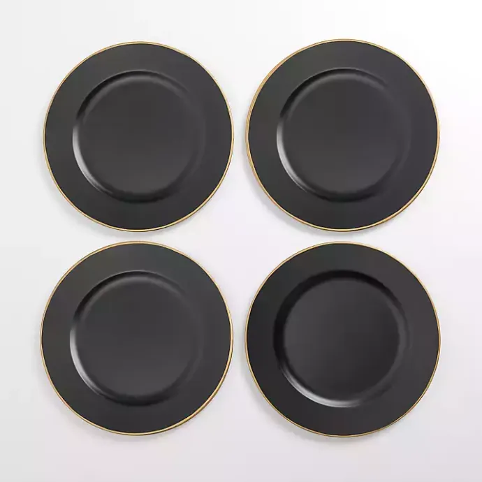 Hot Kirklands Home Gold Edge Chargers, Set of 4 Black