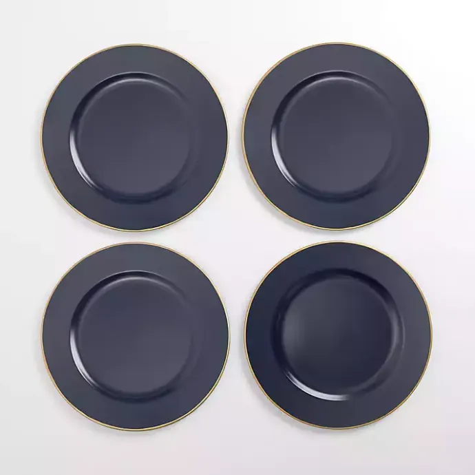 Hot Kirklands Home Gold Edge Navy Chargers, Set of 4 Blue