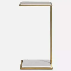 Hot Kirklands Home Gold Elevated Marble Accent Table White
