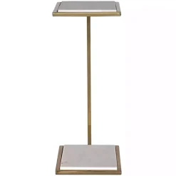 Hot Kirklands Home Gold Elevated Marble Accent Table White