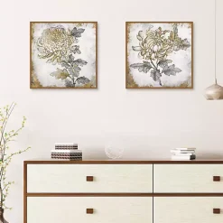 Discount Kirklands Home Gold Fleur Floral 2-pc. Canvas Art Print Set