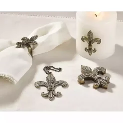 Kirklands Home Gold Fleur-De-Lis Napkin Rings, Set of 4