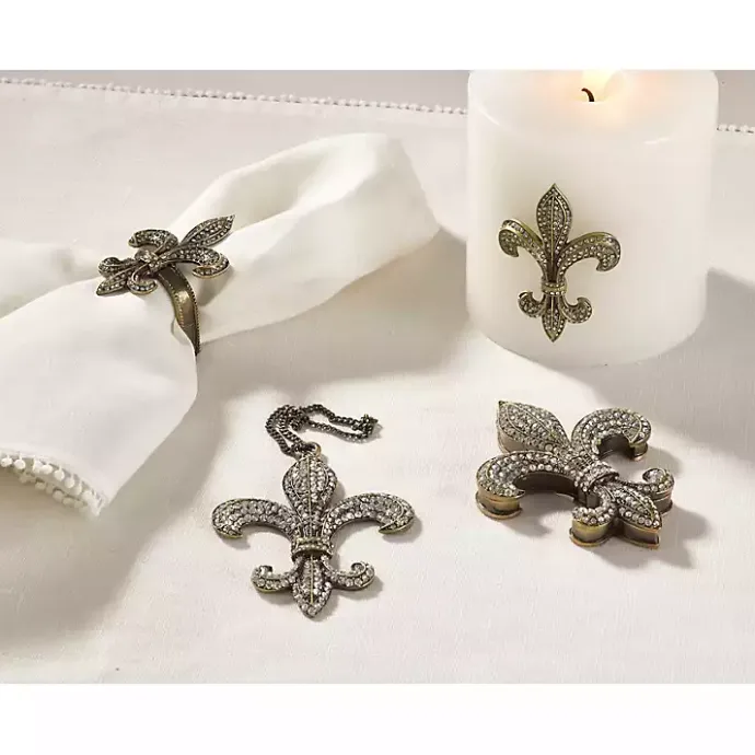 Kirklands Home Gold Fleur-De-Lis Napkin Rings, Set of 4