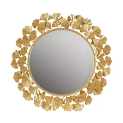 Discount Kirklands Home Gold Foil Leaf Framed Round Wall Mirror