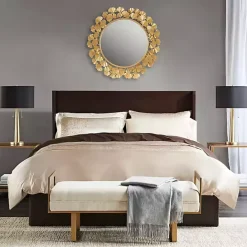 Discount Kirklands Home Gold Foil Leaf Framed Round Wall Mirror