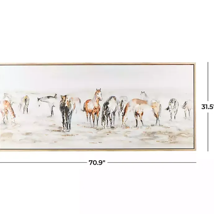 New Kirklands Home Gold Foil Wild Horses Framed Canvas Art Print