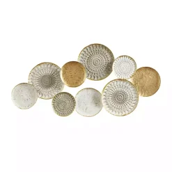 Online Kirklands Home Gray White Metal Connected Circle Wall Plaque Gold