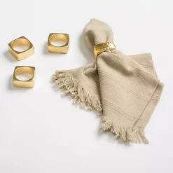 Sale Kirklands Home Hammered Napkin Rings, Set of 4 Gold