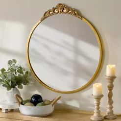 Hot Kirklands Home Gold Lana Ornate Round Wall Mirror