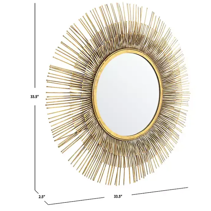 Online Kirklands Home Gold Layered Burst Frame Round Wall Mirror