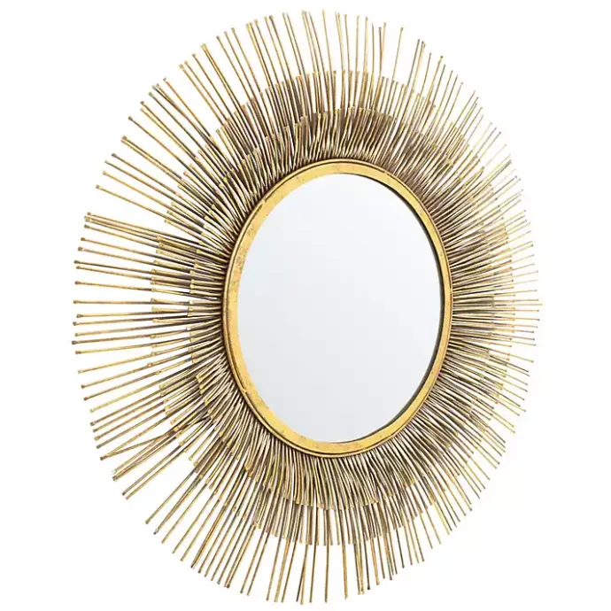 Online Kirklands Home Gold Layered Burst Frame Round Wall Mirror