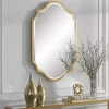Kirklands Home Gold Leaf Curved Metal Wall Mirror