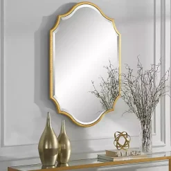 Kirklands Home Gold Leaf Curved Metal Wall Mirror