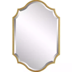 Kirklands Home Gold Leaf Curved Metal Wall Mirror