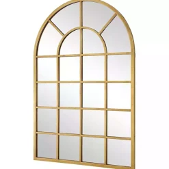 Discount Kirklands Home Gold Leaf Metal Windowpane Arch Frame Mirror