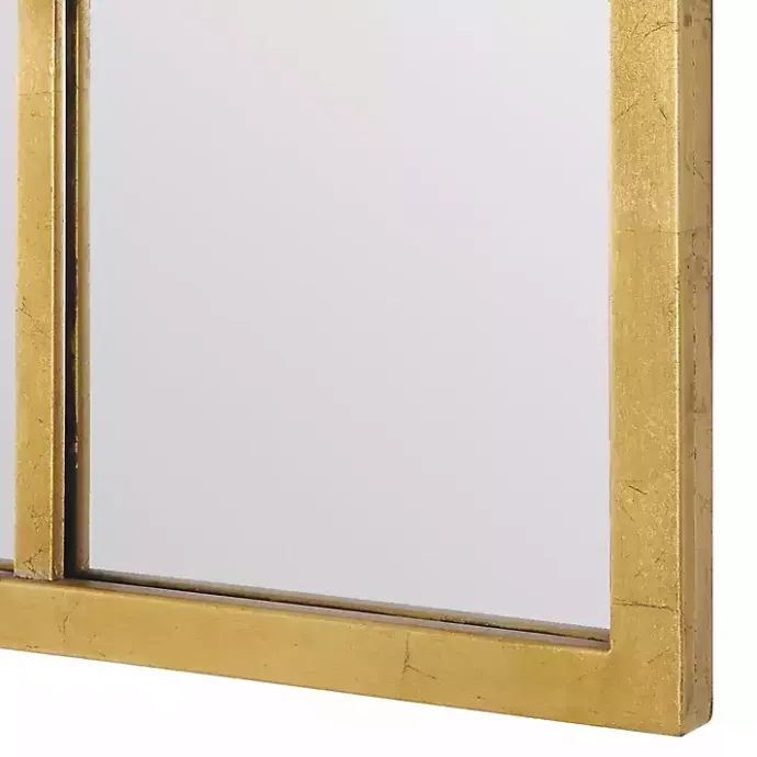 Discount Kirklands Home Gold Leaf Metal Windowpane Arch Frame Mirror